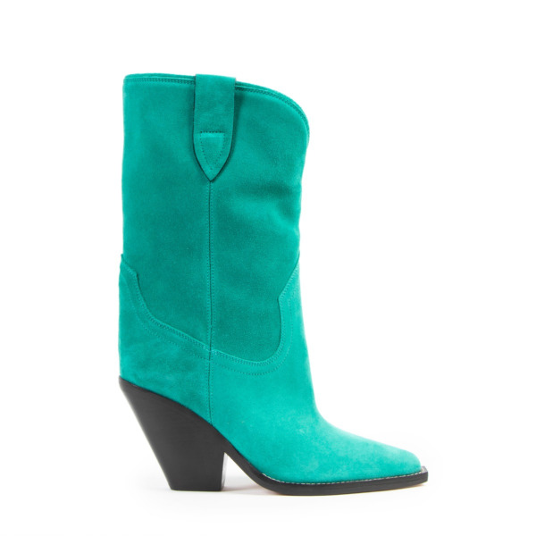 Isabel Marant Green Laxime Twist Santiag Suede Boots Size 40 Labellov