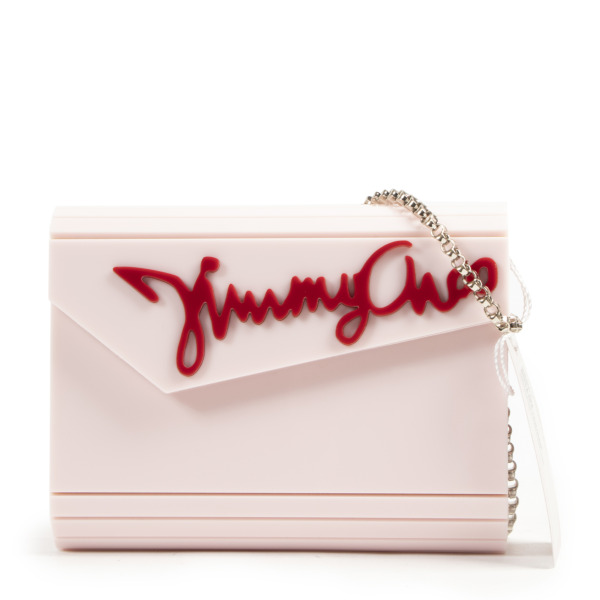 Jimmy Choo Acrylic Pink Logo Box Bag Labellov Buy and Sell Authentic Luxury