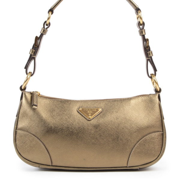 Prada Gold Metallic Shoulder Bag Labellov Buy and Sell Authentic Luxury