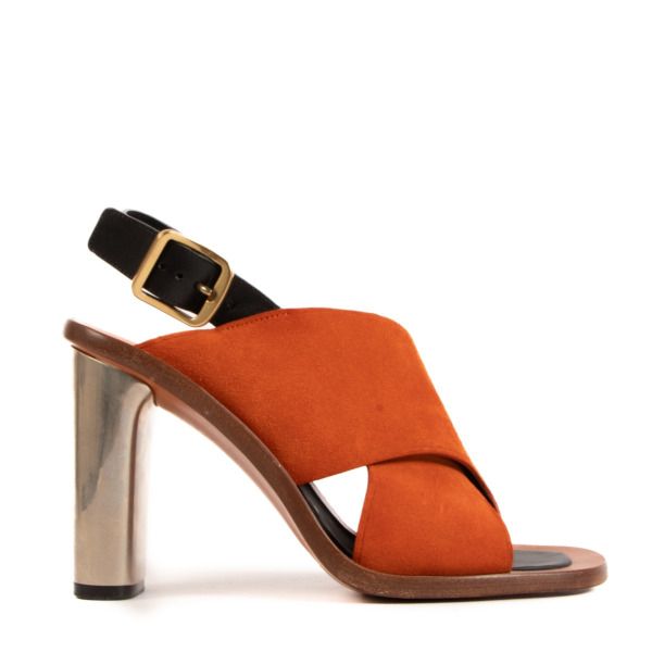 Celine Orange Suede Sandals - size 38 ○ Labellov ○ Buy and