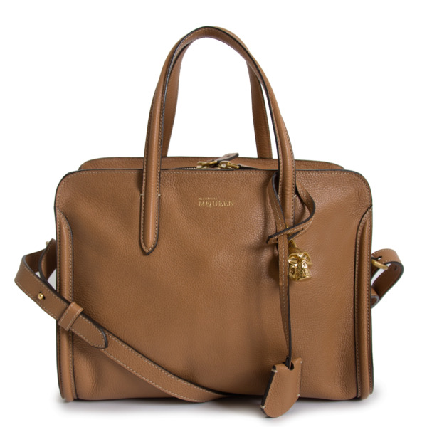 Alexander McQueen Medium Camel Padlock Satchel Bag Labellov Buy and