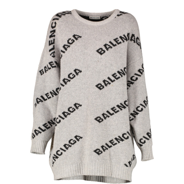 Balenciaga Grey Logo Knit Sweater Size L Labellov Buy and Sell Authentic Luxury
