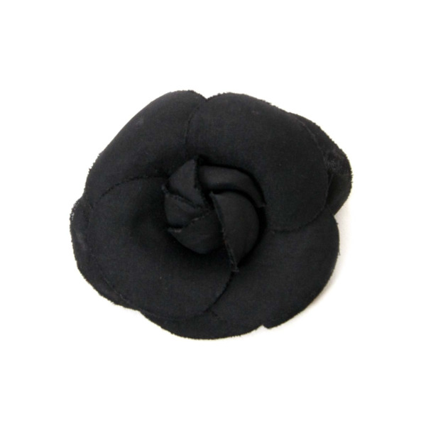 Chanel Black Satin Camelia Brooch Labellov Buy and Sell Authentic