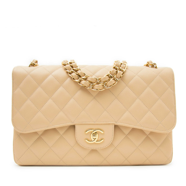 Chanel Classic Flap Bag Jumbo Nude GHW Labellov Buy and Sell Authentic