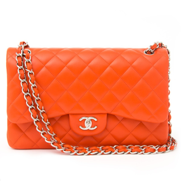 VERY RARE!Chanel Orange Red Jumbo Double Flap Bag Labellov Buy and Sell ...