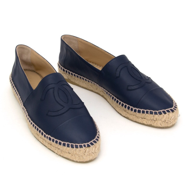 Chanel Navy Black Cap Toe Espadrilles Consign Chanel CA #79 Chanel Navy Black Cap Toe Espadrilles Consign Chanel CA