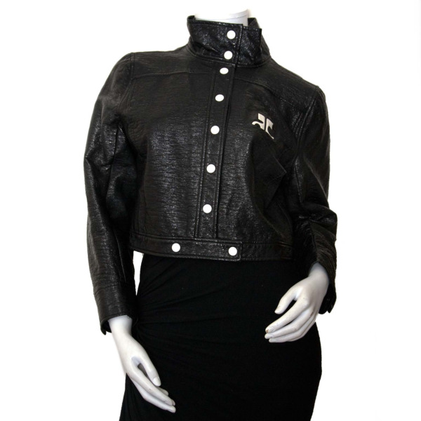 Courrèges Iconic Black Patent Jacket Labellov Buy and Sell Authentic Luxury