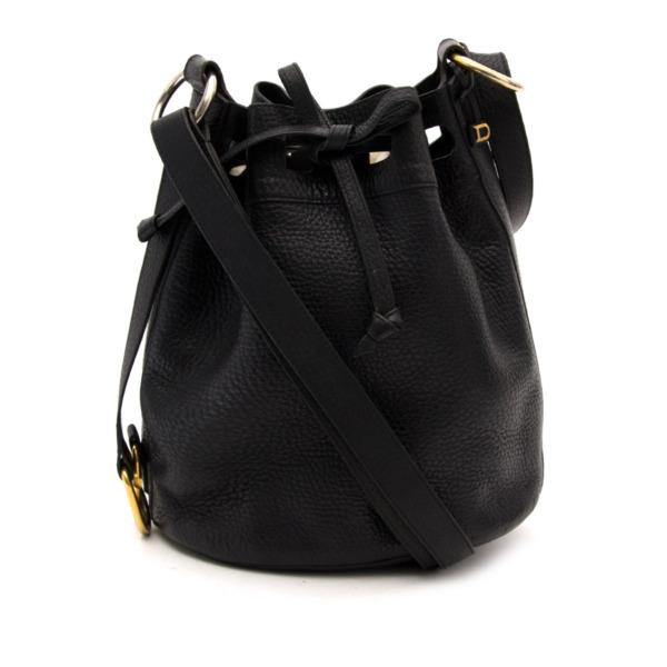 Vintage Delvaux Black Leather Bucket Bag Labellov Buy and Sell ...