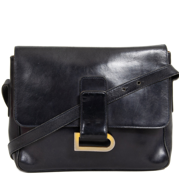 Delvaux Poirier Dark Blue Leather Shoulder Bag Labellov Buy and Sell ...