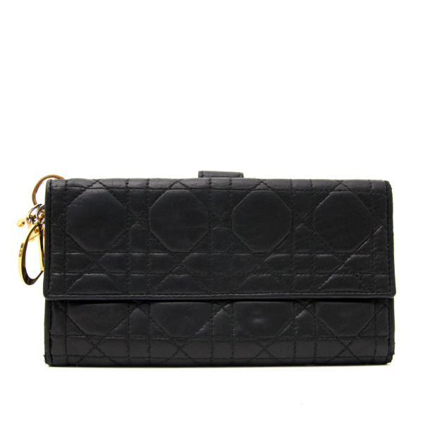 Lady Dior Black Lambskin Wallet ○ Labellov ○ Buy and Sell