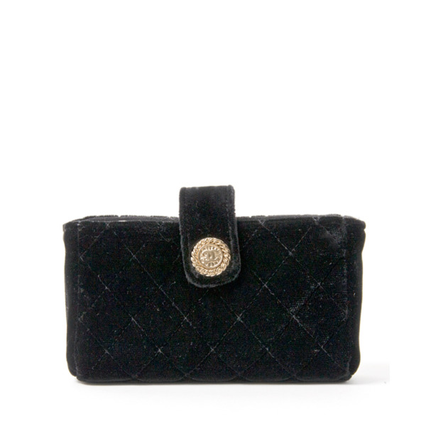 Chanel Black Quilted Velvet Mini Purse Clutch / wallet Labellov Buy