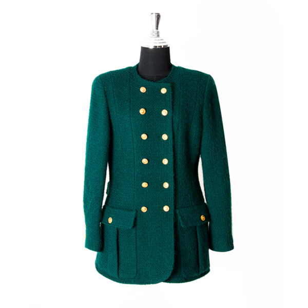 Chanel Double Breasted Green Jacket ○ Labellov ○ Buy and