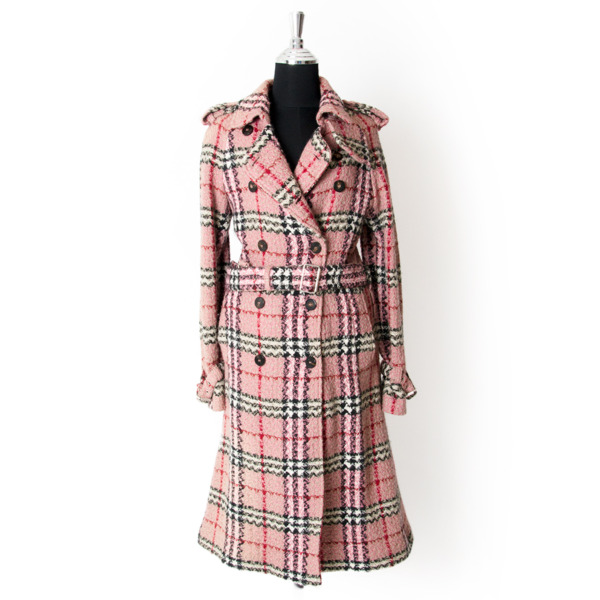Burberry Pink Checkered Trench Coat ○ Labellov ○ Buy and