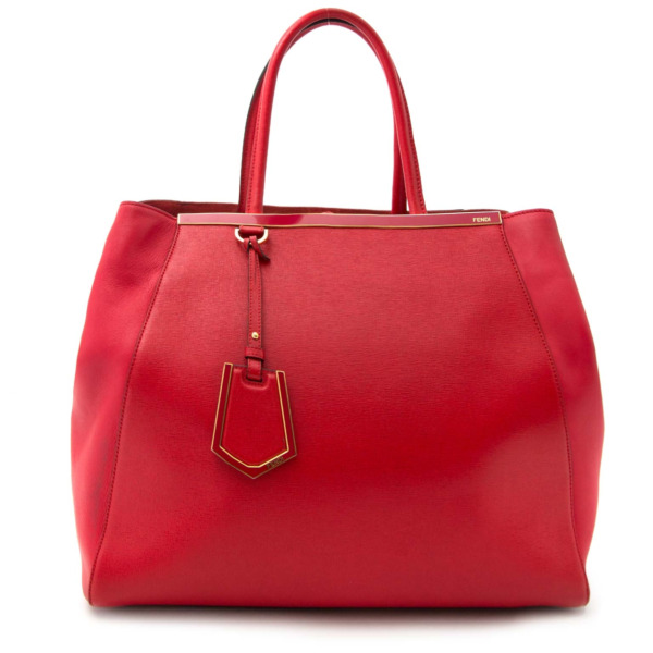 Fendi Red 2Jours Vitello Leather Large Tote Bag ○ Labellov ○ Buy