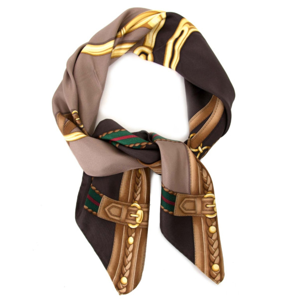 Gucci Brown Horsebit Scarf Labellov Buy and Sell Authentic Luxury