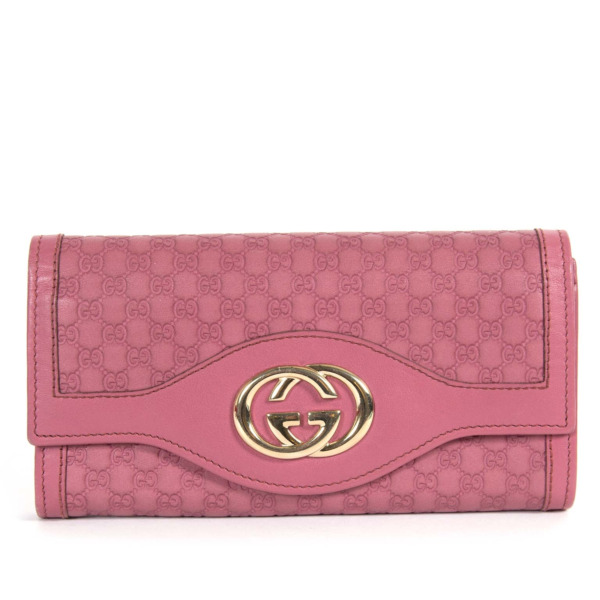 Gucci Interlocking G Monogram Pink Continental Wallet Labellov Buy and ...