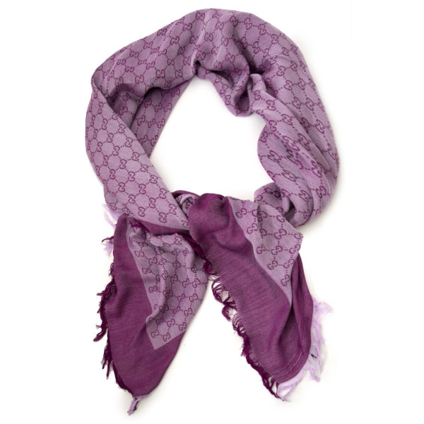 【美品】GUCCI スカーフ 260744 パープル 美品】GUCCI スカーフ 260744 パープル 美品】GUCCI スカーフ 260744