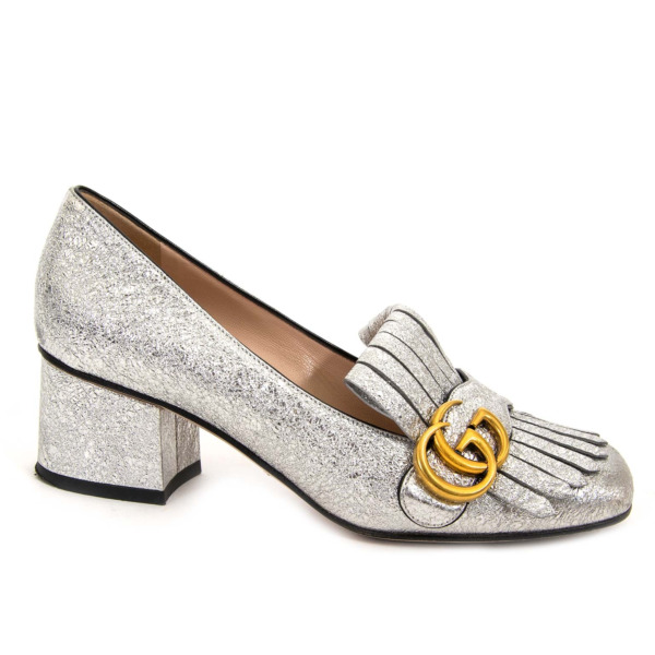 Gucci Marmont Mid-Heel Silver Pump - Size 36 Labellov Buy and Sell ...