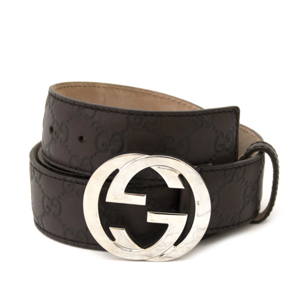 Gucci Brown Leather Logo Belt - size 95 Labellov Buy and Sell Authentic ...