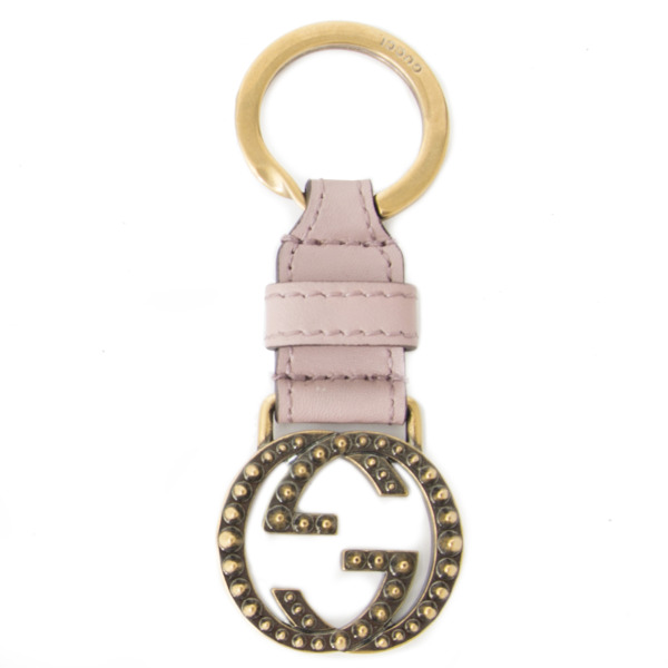 Gucci Pink leather keychain Studs Labellov Buy and Sell Authentic Luxury