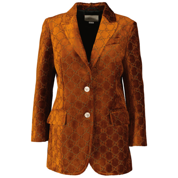 GUCCI - GUCCI グッチ VELVET BLAZER ヴェルヴェット ブレザー テーラードジャケット ブラウン レディース 204418ZS102 gucci_velvet_blazer_front.jpg