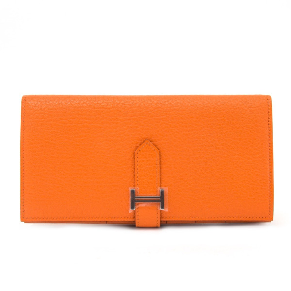 Hermès Orange Bearn Souflet Wallet Labellov Buy and Sell Authentic Luxury