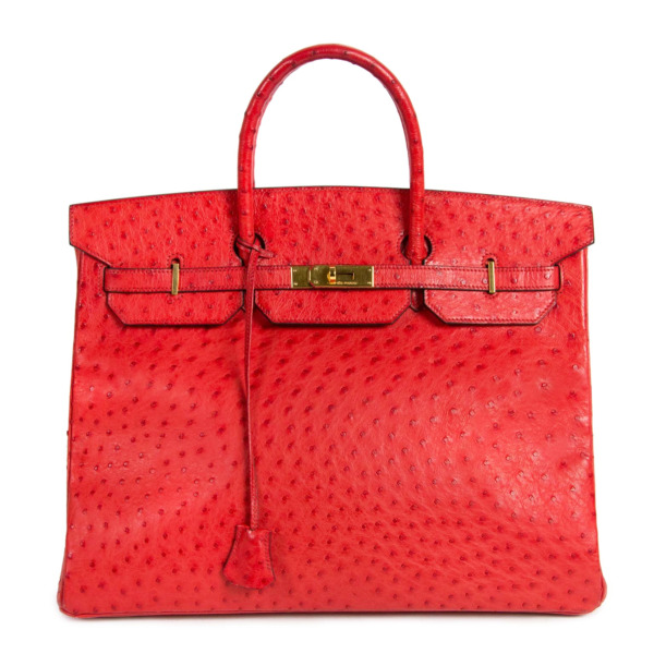 Hermès Birkin 40 Ostrich Red PHW ○ Labellov ○ Buy and Sell