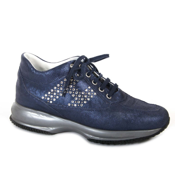 スニーカー HOGAN Leather sneakers with glittered patch HOGAN Leather sneakers with glittered patch
