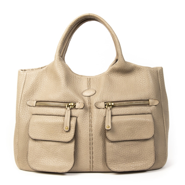 Tods Taupe Top Handle Bag Labellov Buy and Sell Authentic Luxury
