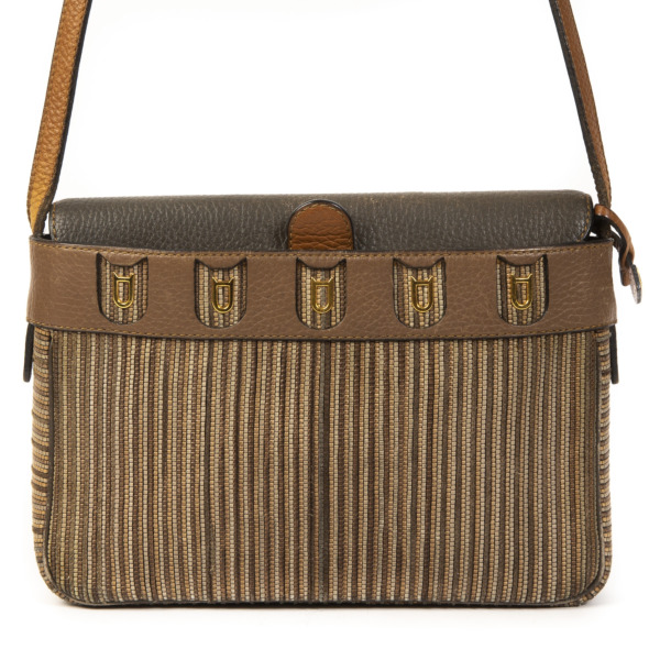 Delvaux Brown & Blue Toile de Cuir Crossbody Bag ○ Labellov Delvaux Brown & Blue Toile de Cuir Crossbody Bag ○ Labellov
