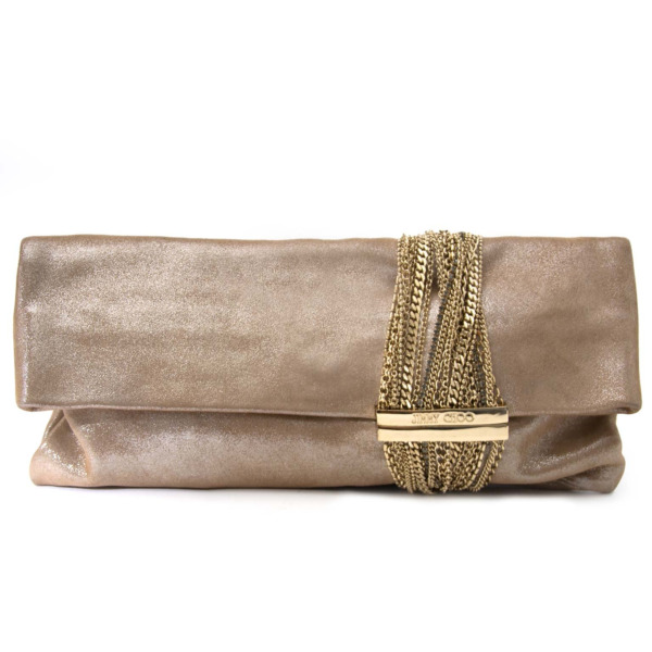 Jimmy Choo Chandra Sand Summer Suede Clutch Labellov Buy and Sell ...