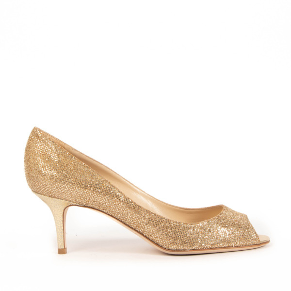 Jimmy Choo Gold Peep Toe Pumps - size 38 Labellov Buy and Sell ...