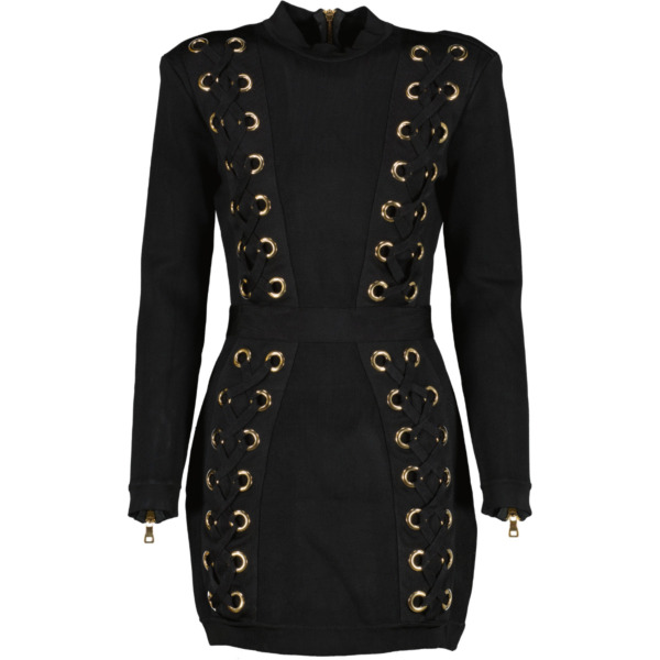 豪華 Balmain Black Labellov ○ FR40 size - Dress Bodycon Lace-Up 靴