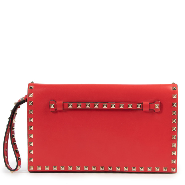 Valentino Garavani Red Rockstud Clutch Labellov Buy and Sell Authentic Luxury