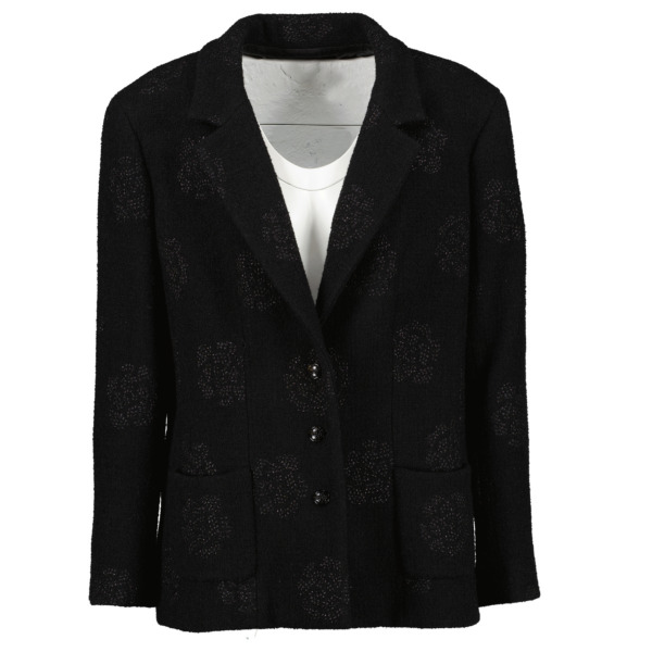 Chanel Cruise 2013 Black Tweed Camellia Jacket - Size FR46 Labellov Buy ...