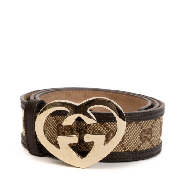 Gucci GG Canvas Heart Buckle Belt Size 85 Labellov Buy and Sell Authentic Luxury