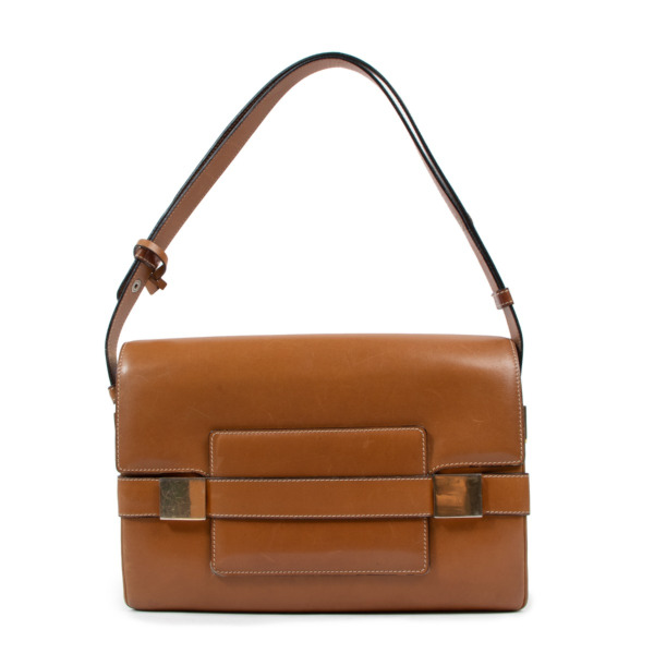 Delvaux Madame Vintage Cognac Box Calf Shoulder Bag Labellov Buy and