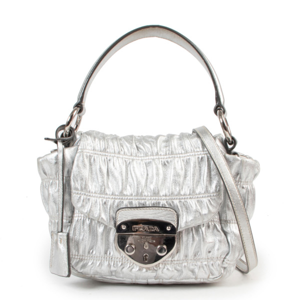 Prada Silver Metallic Crossbody ○ Labellov ○ Buy and Sell