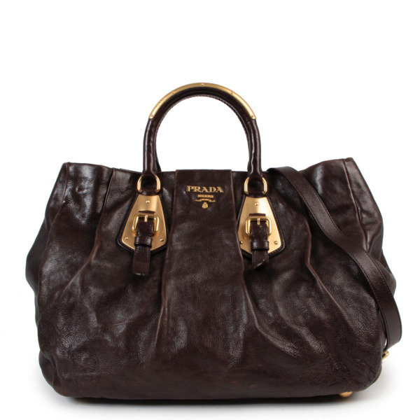 Prada Brown Leather Shoulder Bag Labellov Buy and Sell Authentic Luxury