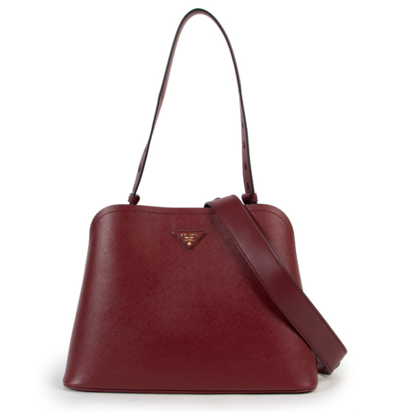 Prada Burgundy Saffiano Lux Promenade Shoulder Bag ○ Labellov ○ Buy and  Sell Authentic Luxury