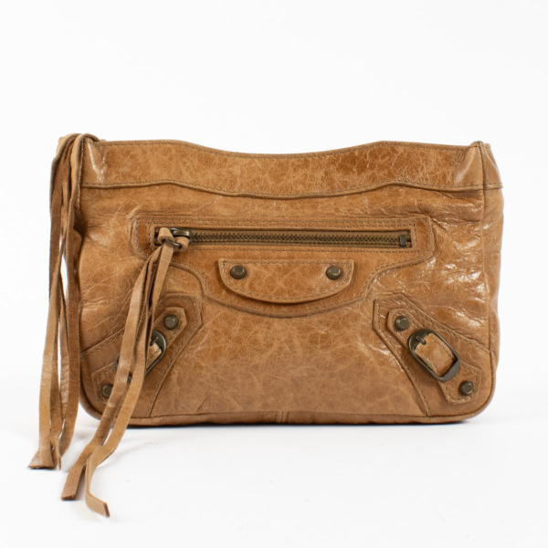 Balenciaga Kraft Brown Arena Classic City Pouch ○ Labellov ○ Buy