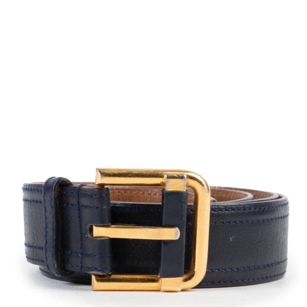 Delvaux Dark Blue Belt - Size 95 Labellov Buy and Sell Authentic Luxury