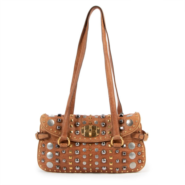 Miu Miu Brown Leather Studded Shoulder Bag ○ Labellov Miu Miu Brown Leather Studded Shoulder Bag ○ Labellov
