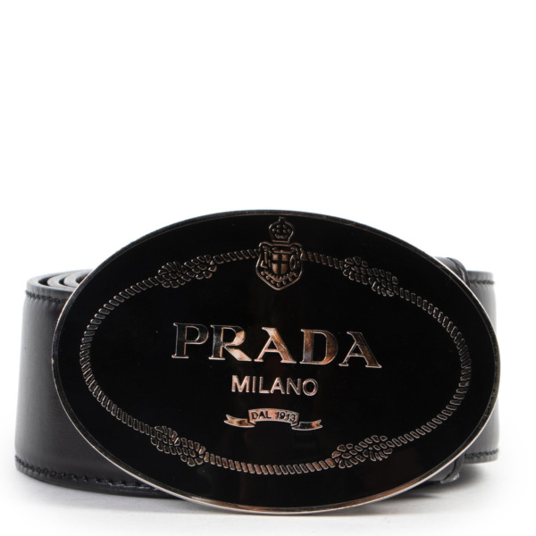 小物 90s prada l plate leather belt Vintage Prada Logo Metal Silver Clip Buckle Leather Belt | eBay