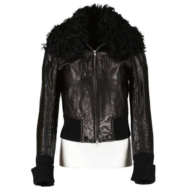 Ann Demeulemeester Black Sheep Fur Leather Jacket - Size 36