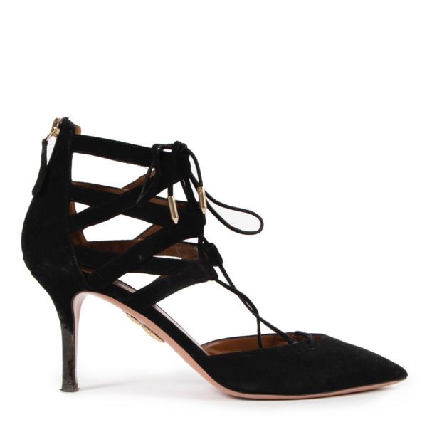 Aquazzura Black Suede Belgravia Heels Size 39 Labellov Buy and Sell Authentic Luxury