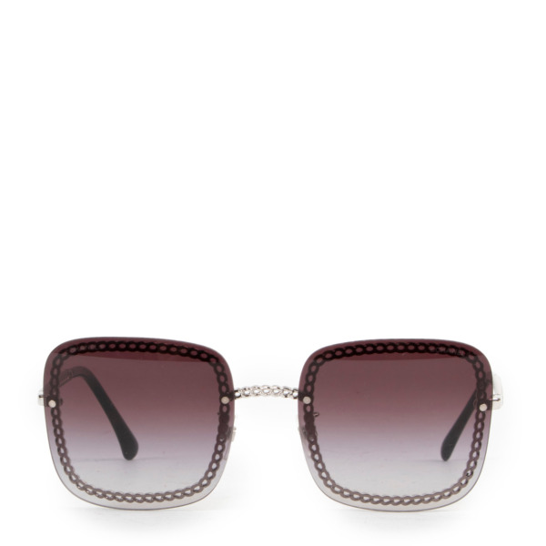 chanel square sunglasses with chain