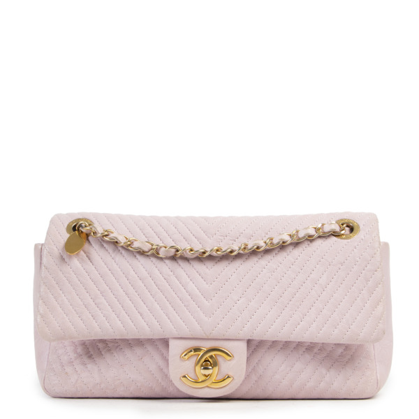 Chanel Lilac Wrinkled Lambskin Medium Flap Shoulder Bag