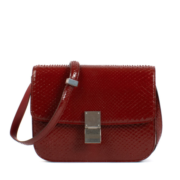 Celine Deep Red Python Box Bag Labellov Buy and Sell Authentic Luxury