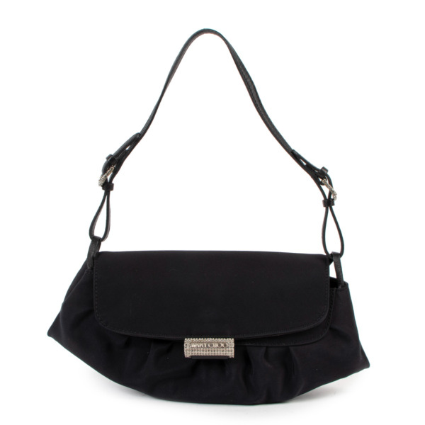 Jimmy Choo Black Nylon Crystal Embellished Shoulder Bag Labellov Buy and Sell Authentic Luxury